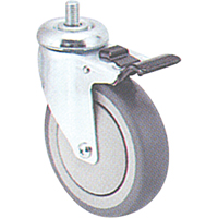 Roulette zinguée, Pivotant avec frein, Diamètre 4" (102 mm), Capacité 200 lb (91 kg) MI946 | O-Max