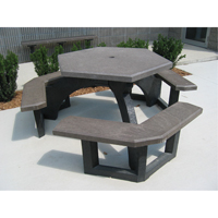Tables de pique-nique hexagonales en plastique recyclé, 78" lo x 78" la, Brun NJ132 | O-Max