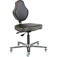 Chaise ergonomique à inclinaison réglable Vega<sup>MC</sup>, Mobile, Ajustable, Vinyle Siège, Noir/gris OP508 | O-Max