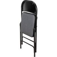 Chaise pliante de luxe en tissu rembourrée, Acier, Gris, Capacité 300 lb OR434 | O-Max