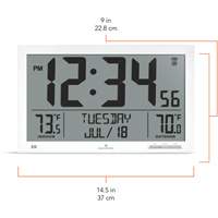 Horloge à réglage automatique à calendrier complet avec de très grands caractères, Numérique, À piles, Blanc OR500 | O-Max