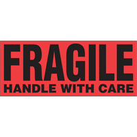 Étiquettes pour traitement spécial «Fragile Handle with Care», 5" lo x 2" la, Noir/rouge PB419 | O-Max