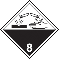 Étiquettes d'expédition TMD matières corrisives, 4" lo x 4" la, Noir sur blanc SAG882 | O-Max
