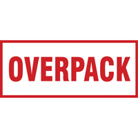 Étiquette de manutention «Overpack», 6" lo x 2-1/2" la, Rouge/blanc SGQ528 | O-Max