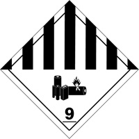 Étiquettes de manutention de matières dangereuses du département des Transports, 4" lo x 4" la, Noir sur blanc SGQ530 | O-Max