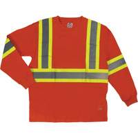 T-shirt de sécurité à manches longues, Coton, T-petit, Orange haute visibilité SHI995 | O-Max