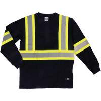 T-shirt de sécurité à manches longues, Coton, T-petit, Noir SHJ005 | O-Max