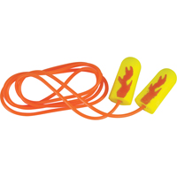 Bouchons d'oreilles éclat néon jaune E-A-Rsoft, Vrac - Sac en poly, Avec cordon SJ428 | O-Max