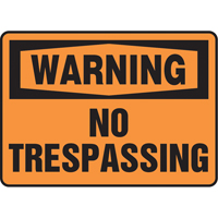 Enseigne « No Trespassing », 7" x 10", Vinyle, Anglais SS665 | O-Max